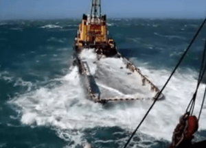 Watch: Dangerous Job On Offshore Supply Vessel, Waves Wash Away Crew On Deck