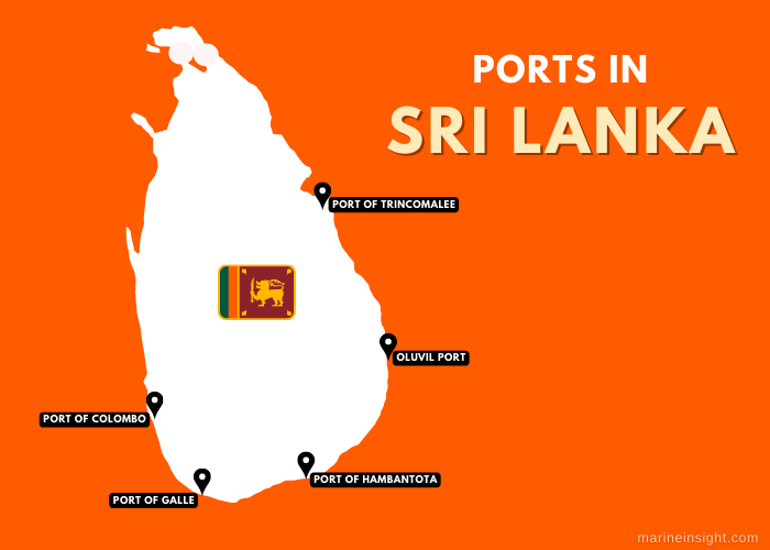 Ports in Sri Lanka Map