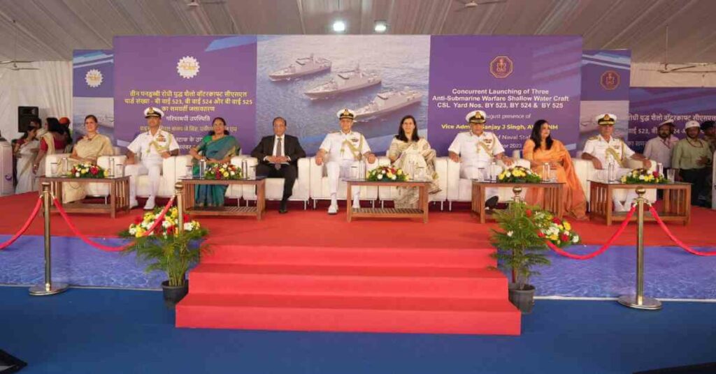 Indian Navy’s 3 Anti-Submarine Warfare Ships Launched At Cochin Shipyard